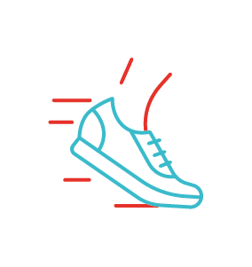 Picto qui symbolise l'activité physique (basket en mouvement)