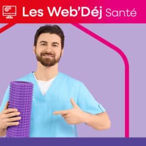 Un soignant désigne du doigt un tapis de gym 