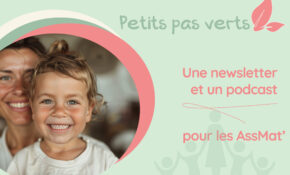 Logo Petits Pas Verts podcast newsletter santé environnementale assistantes maternelles